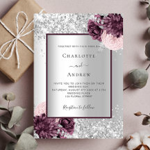 Silver burgundy floral elegant wedding
