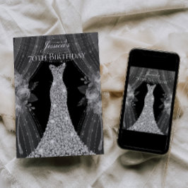 Convite Silver Cortina Vestir Mulheres 70 Festa de anivers