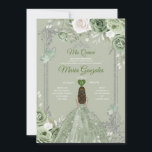Convite Silver Crown Sage Green Floral Mis Quince 15 Anos<br><div class="desc">Quinceañera Sage Green Silver Crown Invitation Mis Quince 15 Anos,  16º Aniversário, </div>