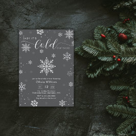 Convite Silver Dark Grey Winter Snowflake Baby Shower 