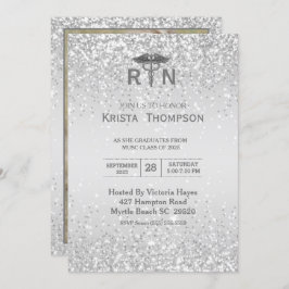 Convite Silver de Graduação de Enfermeira Registrada por F