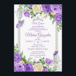 Convite Silver e Roxo Mis Quince Borboleta<br><div class="desc">Silver e Roxo Mis Quince Borboleta</div>