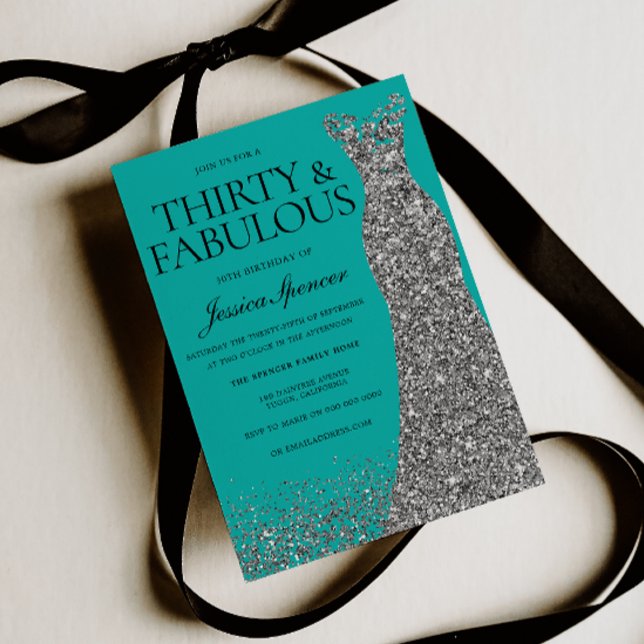 Convite Silver Elegance 30 & Fabulous! 30th Birthday (Criador carregado)