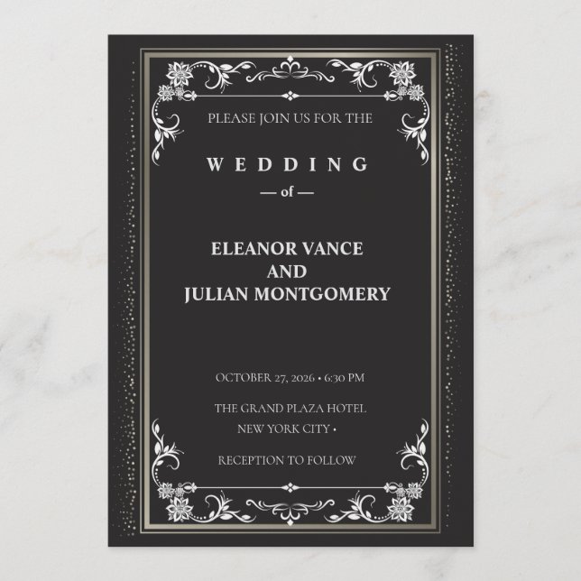 Convite Silver Elegance Collection Wedding Invitation (Frente)