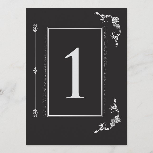 Convite Silver Elegance Collection Wedding Table Number (Frente)