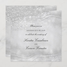 Convite Silver Elegance Espetacular Casamento Quadrado Mod