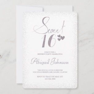 Convite Silver Elegant Girls Sweet 16 Aniversário
