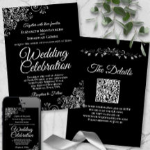 Silver Filigree no Casamento de Código QR Elegante