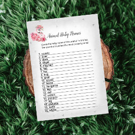 Convite Silver Flamingo Ballerina Animal Baby Name