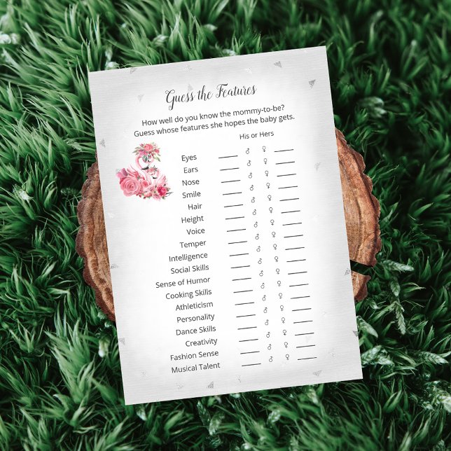 Convite Silver Flamingo Ballerina Guess Baby Features Game (Criador carregado)