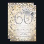 Convite Silver Floral 60th Birthday Glam Luzes Douradas<br><div class="desc">Elegante 60ª Festa de aniversário Silver Floral & Dourada Glam Lights. Apresentando um arranjo de flores moderno.</div>