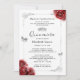 Convite Silver Floral Elegante e Foto Red Quinceanera (Frente)
