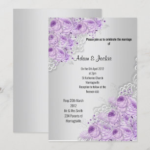 Convite Silver Floral LACE ELEGANTE MODERNA WEDDING