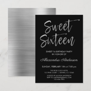 Convite Silver Foil e Sweet Negro Sesseis Aniversário