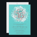 Convite Silver Foil Sweet 16 Birthday Balloons Party Teal<br><div class="desc">Diga aos seus amigos que marquem seus calendários para o seu dia especial com estes belos e empoeirados convites do Sweet 16. Cada convite apresenta um design festivo com belos balões, perfeito para se preparar para um dia de diversão e celebração. Quer você pretenda hospedar uma grande festa ou uma...</div>