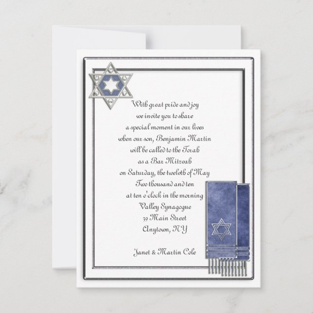 Convite Silver Frame Bar Mitzvah (Frente)