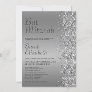 Convite Silver Glitter Bat Mitzvah