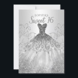 Convite Silver Glitter Sparkle Dress 16 anos<br><div class="desc">Silver Glitter Sparkle Vestido Doce Doce 16 Aniversário Convite</div>