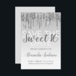 Convite Silver Glitter Sweet 16 Salve a data<br><div class="desc">Modern Silver Sparkle e Glitter Doce Dezesseis Monogramas e Salva Inicialmente o Convite de aniversário de Data. Este convite é perfeito para uma Festa de aniversário Sparkle e Glitter Sweet 16 que procura celebrar no estilo.</div>