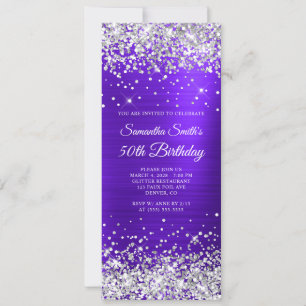 Convite Silver Glitter Violet Indigo 50º Aniversário