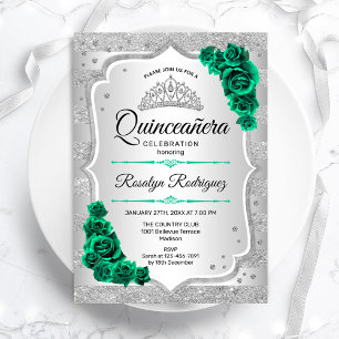 Convite Silver Green Quinceanera