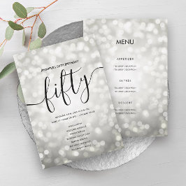 Convite Silver Lights 50th Birthday Menu Program