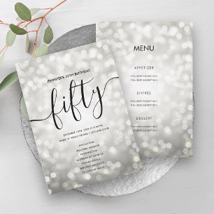 Convite Silver Lights 50th Birthday Menu Program