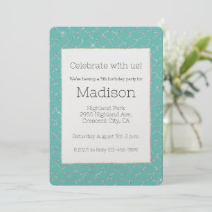 Convite Silver Mint Mermaid Birthday