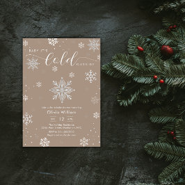 Convite Silver Neutral Magic Winter Snowflake Baby Shower 
