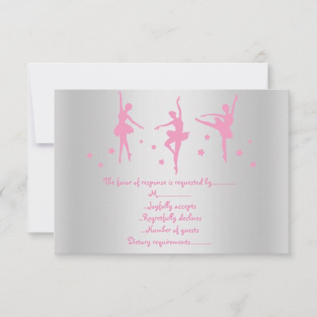 CONVITE SILVER PINK BALLERINA RSVP (Frente)
