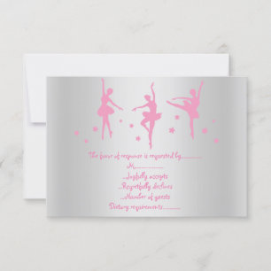 CONVITE SILVER PINK BALLERINA RSVP