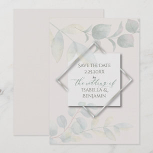 Convite Silver Sage Eucalyptus Guarde a Data 2