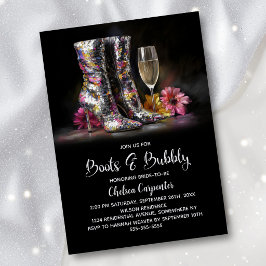 Convite Silver Sequin Boots and Bubbly Bridal Shower