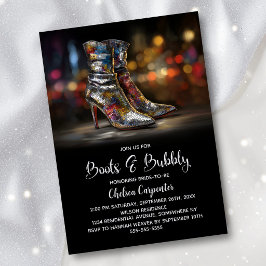 Convite Silver Sequin Boots and Bubbly Bridal Shower