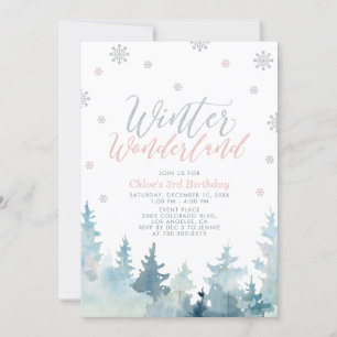 Convite Silver Snowflakes Winter Wonderland aniversário de