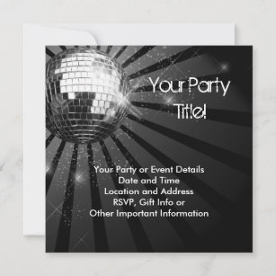 Convite Silver Sparkle Disco Ball Party