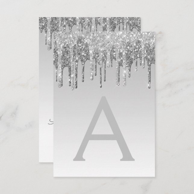 Convite Silver Sparkle Glitter Doce Dezesseis Aniversário (Frente/Verso)