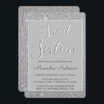 Convite Silver Sparkle Glitter Doce Dezesseis Aniversário<br><div class="desc">Silver Sparkle Glitter Doce Dezesseis Convites de aniversário. Este convite é perfeito para a Festa de aniversário Sparkle Glitter Sweet 16,  que procura celebrar no estilo.</div>