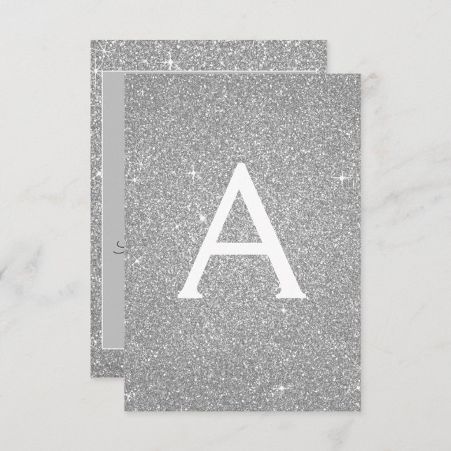 Convite Silver Sparkle Glitter Doce Dezesseis Aniversário (Frente/Verso)