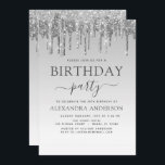 Convite Silver Sparkle Glitter Qualquer Idade Aniversário<br><div class="desc">Silver Sparkly Derramando A Glitter Personalizado Qualquer Convite de aniversário De Idade. Este é o Convite Aniversário perfeito para uma Festa de aniversário de Rapariga Moderna de Ombre. Entre em contato com o designer para encontrar itens personalizados correspondentes.</div>