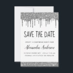 Convite Silver Sparkle Glitter Sweet 16 Salve a data<br><div class="desc">Silver e White Sparkle Glitter Doce Dezesseis a Festa de aniversário de 16 Meninas Salvem o Convite de Data. Este convite é perfeito para a 16ª Festa de aniversário do Sparkle Glitter Sweet que procura celebrar no estilo elegante e moderno.</div>