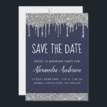 Convite Silver Sparkle Glitter Sweet 16 Salve a data<br><div class="desc">Silver e Marinho Blue Sparkle Glitter Doce Dezesseis - Festa de aniversário de 16 Meninas Salvem o Convite para Data. Este convite é perfeito para a 16ª Festa de aniversário do Sparkle Glitter Sweet que procura celebrar no estilo elegante e moderno.</div>