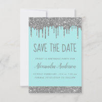Silver Sparkle Glitter Sweet 16 Salve a data
