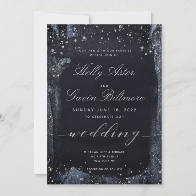 Convite Silver Starry Night Invitation Suite (Frente)