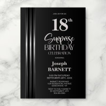Silver Striped Black Grey 18th Surprise Birthday