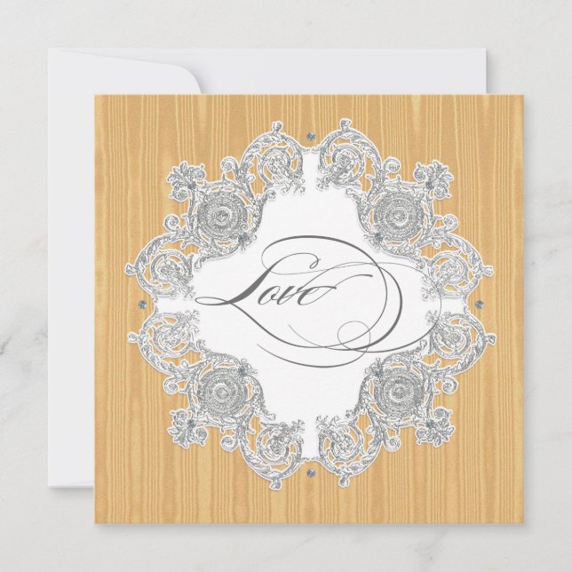 Convite Silver Swirl Moire - Casamento Formal das Cinzas D (Frente)