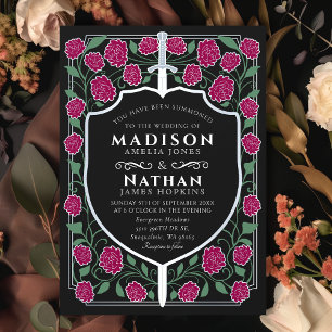 Convite Silver Sword Shield Fantasy Casamento Monograma