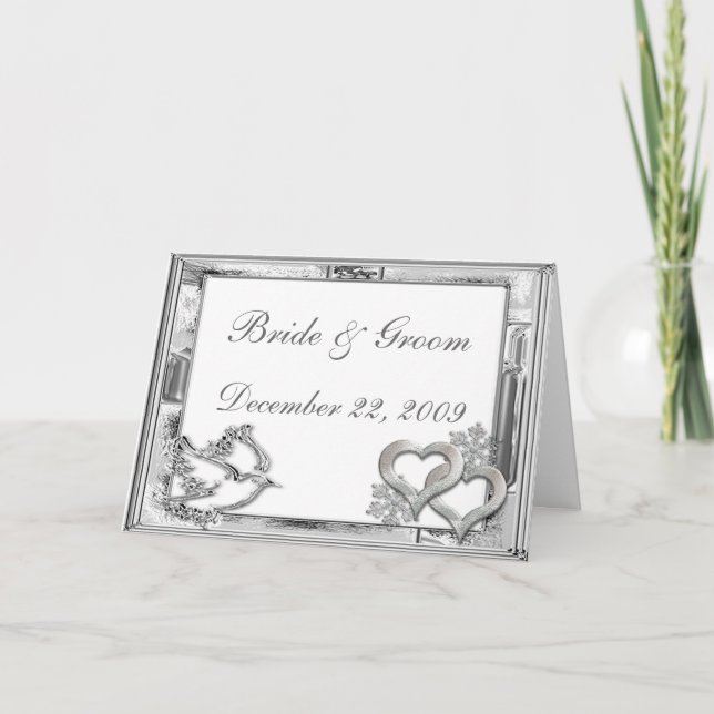 Convite Silver Winter Wedding Invitation (Frente)