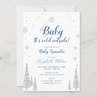 Silver Winter Wonderland - Boy Baby Sprinkle Card