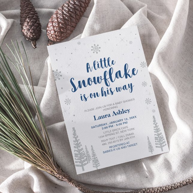 Convite Silver Winter Wonderland, Chá de fraldas Garoto (Criador carregado)